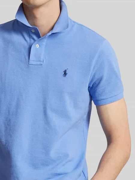 Koszulka polo o kroju slim fit z czystej bawełny Polo Ralph Lauren niebieskie