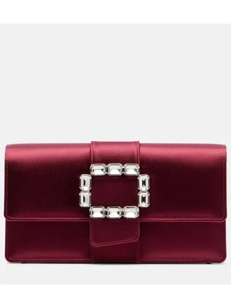 Geantă plic Manolo Blahnik din satin bordo