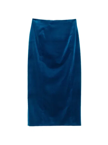 Fustă midi Jil Sander de catifea albastru