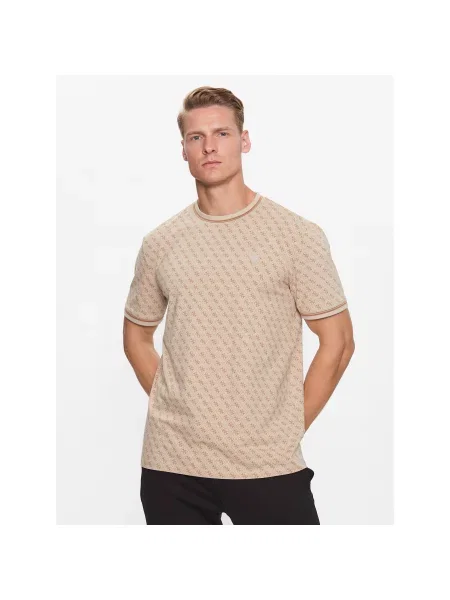 Guess T-Shirt Marshall Regular Fit μπεζ