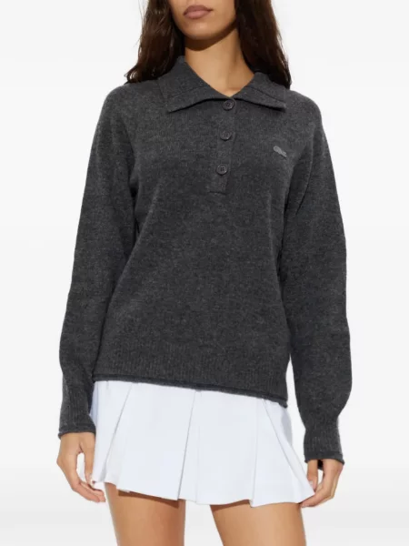 Gulerat lung tricou polo Lacoste gri