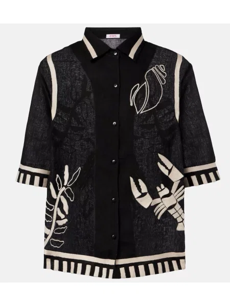 Cămașă Eres cu broderie de in negru