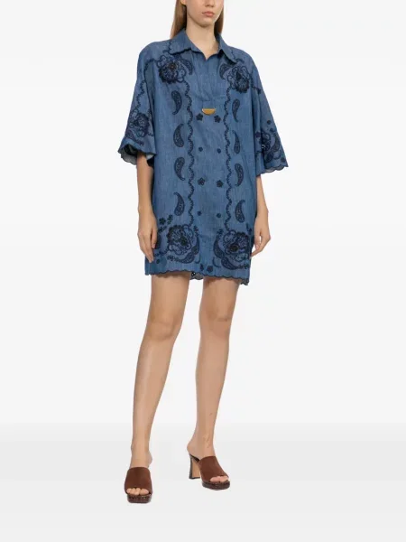 Rochie Zimmermann cu broderie cu model paisley albastru