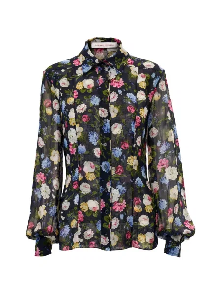 Cămașă Carolina Herrera din șifon cu model floral cu imagine albastru