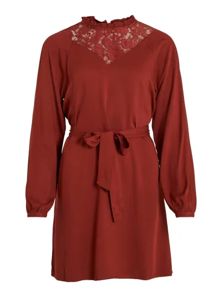 VILA Rochie Suvita ruginiu roșu