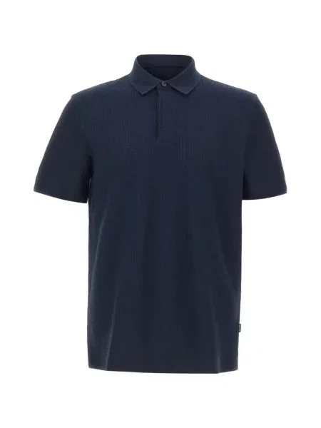 Jacquard polo majica Boss karirana plava