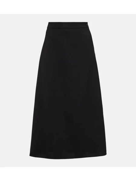 Fustă midi Wardrobe.nyc de lână până la genunchi negru