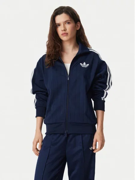 Adidas Pulóver Pinstripe Firebrid Loose Tracktop Sötétkék