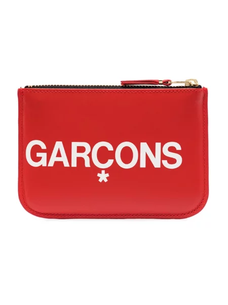Portfel Comme Des Garcons skórzany z logo czerwony
