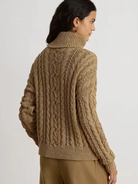 Lauren Ralph Lauren pulover bombažen rjava