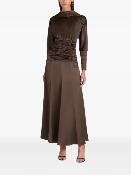 Rochie maxi Violante Nessi cu volane maro