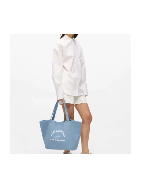 Geantă shopper Karl Lagerfeld din canvas albastru