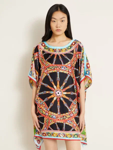 Dolce & Gabbana Hedvábné Šaty / červená / tmavě modrá černá
