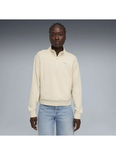 Bluza o luźnym kroju PUMA Class z zamkiem pod szyją Odzież S biały