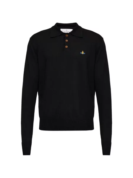 Tricou polo Vivienne Westwood cu broderie negru
