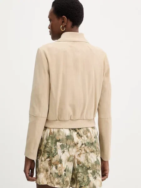 BOSS geacă din piele întoarsă Salene negru