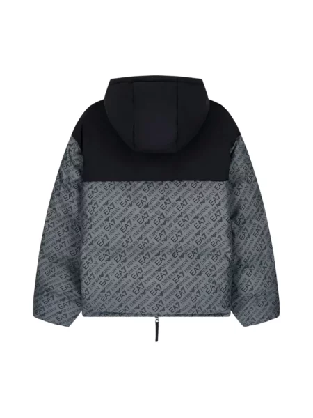 Kurtka Emporio Armani Ea7 z kapturem z nadrukiem szara