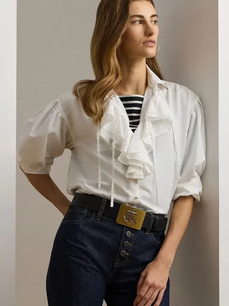 Košulja Lauren Ralph Lauren za žene relaxed s klasičnim ovratnikom bijela