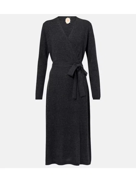 Sukienka Jardin Des Orangers wełniana kopertowa garniturowa szara
