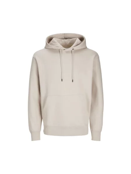 Jack & Jones sweter z kapturem JJEstar Mężczyźni szary|beżowy jednolity S beżowy