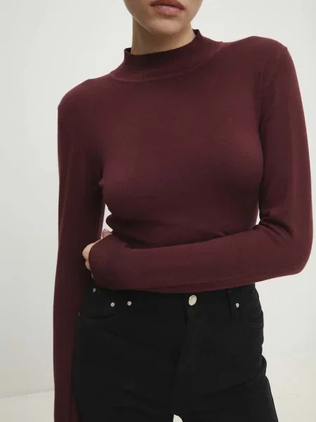 Пуловер с кашмир Answear Lab от лека материя бордо