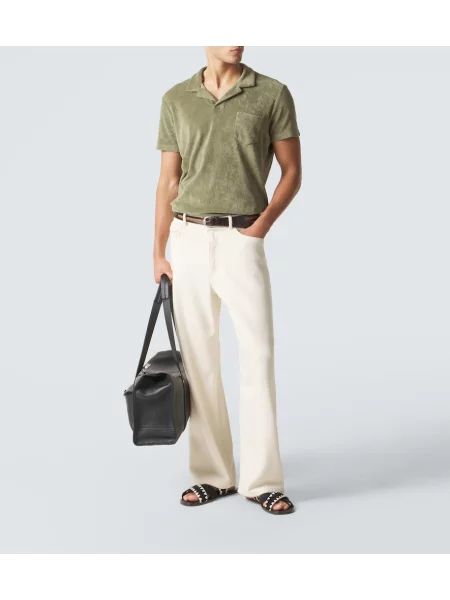 Tricou polo Orlebar Brown din material terry verde