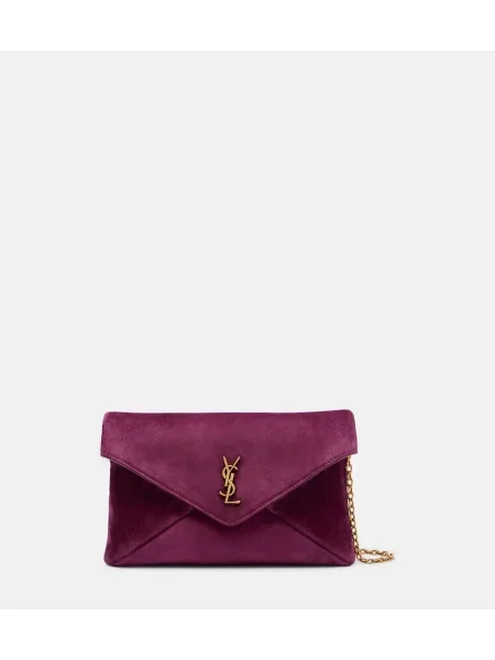 Geanta crossbody Saint Laurent din piele de căprioară violet