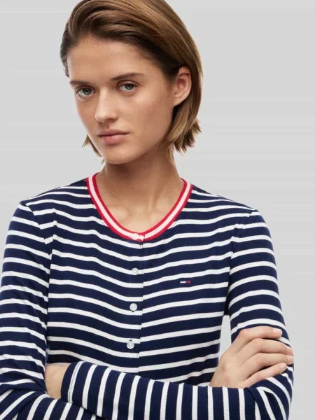 Kardigan o kroju slim fit z mieszanki Tommy Jeans granatowy