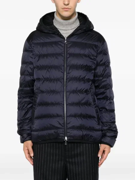 Scurt geacă Moncler cu glugă albastru