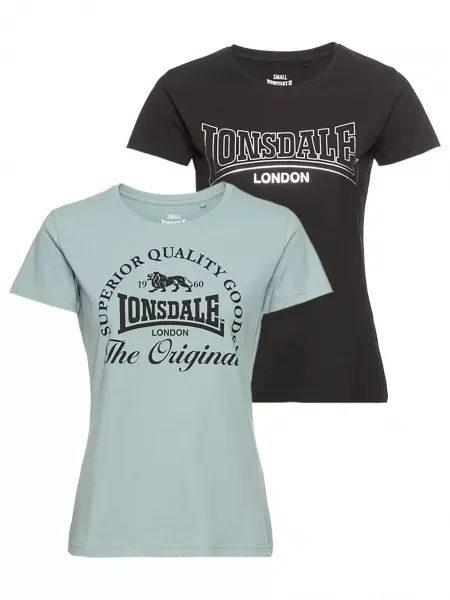 LONSDALE Tricou verde jad / negru alb