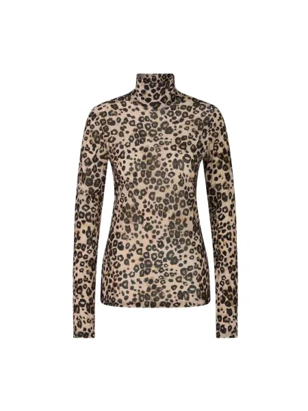 Wielobarwność top Marc Cain z długim rękawem z nadrukiem zwierzęcym beżowy