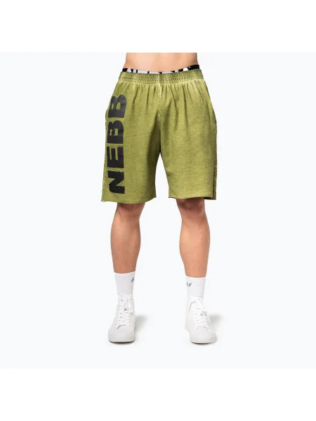 Мъжки шорти за тренировка NEBBIA Washed-Off NO BS green зелено