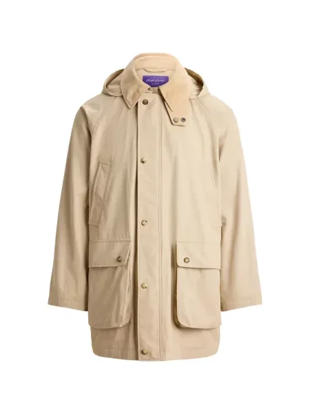 Gulerat geacă parka Ralph Lauren Purple Label de catifea cord cu glugă violet