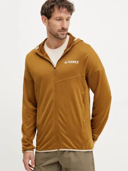 Суичър с качулка Adidas Terrex с качулка жълто