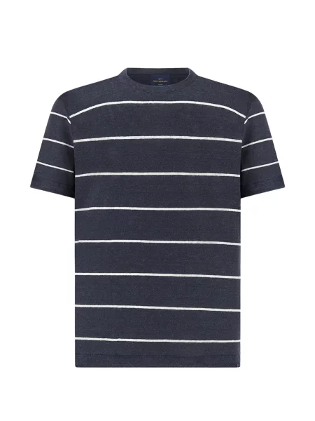 Tricou Paul & Shark cu dungi din jerseu albastru