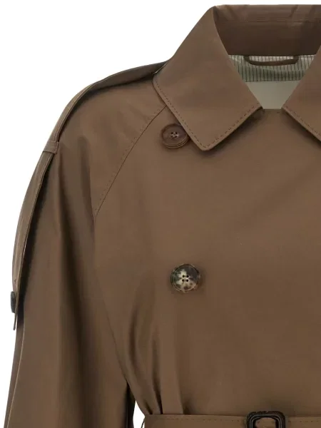 Scurt trenci Max Mara din țesătură twill maro