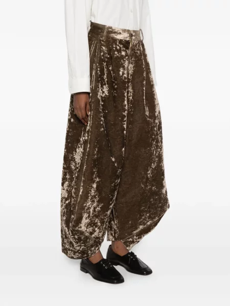 Pantaloni Uma Wang de catifea verde