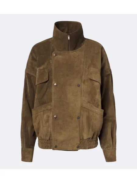 Geacă Saint Laurent din piele de căprioară verde