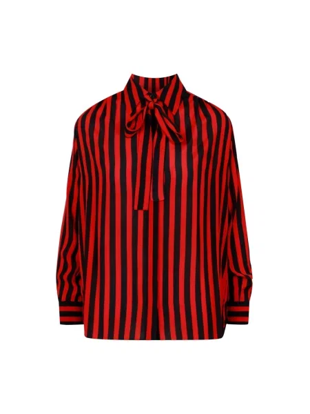 Satynowa bluzka Msgm wiązana czerwona