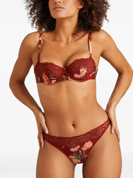 Sutien Aubade cu model floral cu imagine din dantelă maro