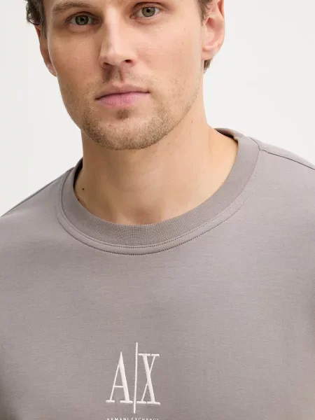 ARMANI EXCHANGE Tréning póló világosbarna / fehér barna