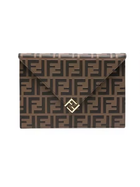 Torebka Fendi skórzana bez obcasa brązowa