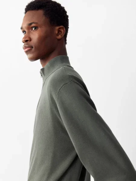 Sweter z golfem i zamkiem ciemnozielony Teen XS MANGO TEEN