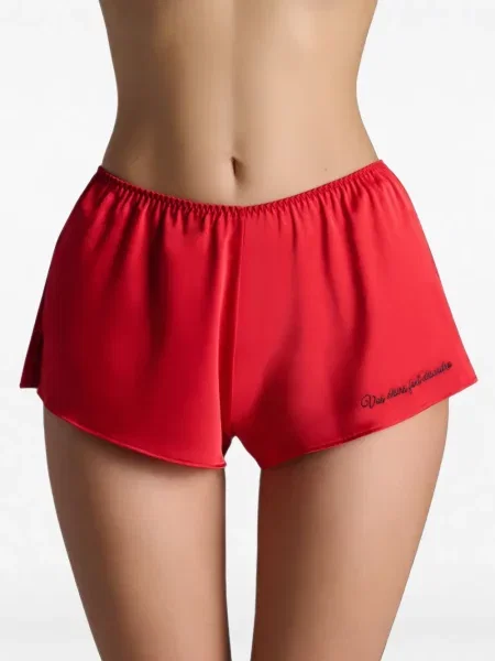 Pantaloni scurți Scandale cu broderie din satin roșu