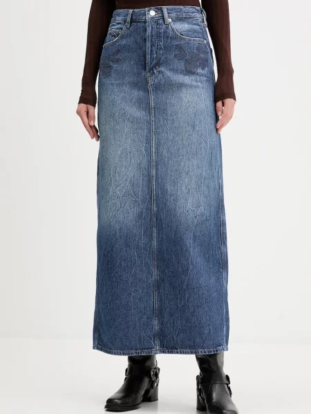 Tommy Jeans fustă jeans bleumarin maxi drept