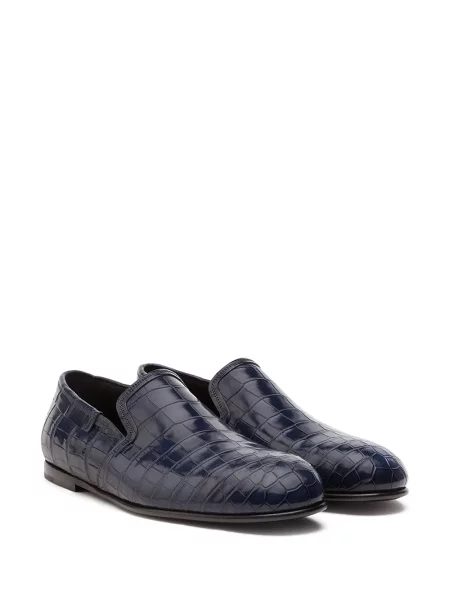 Iš natūralios odos slip on kambarinės šlepetės Dolce & Gabbana mėlyna
