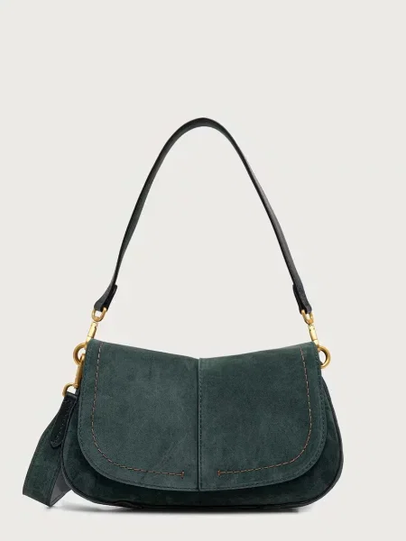 Gianni Chiarini geantă crossbody pentru femei din piele întoarsă HELENA ROUND verde