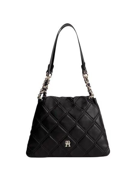 Prošívaný shopper kabelka Tommy Hilfiger černá