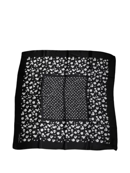 Fular Dolce & Gabbana de mătase cu model floral cu imagine negru