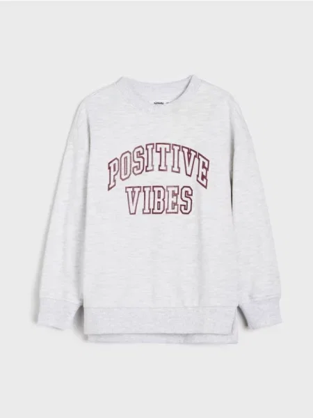 Sinsay Crewneck mikina s nápisem šedá